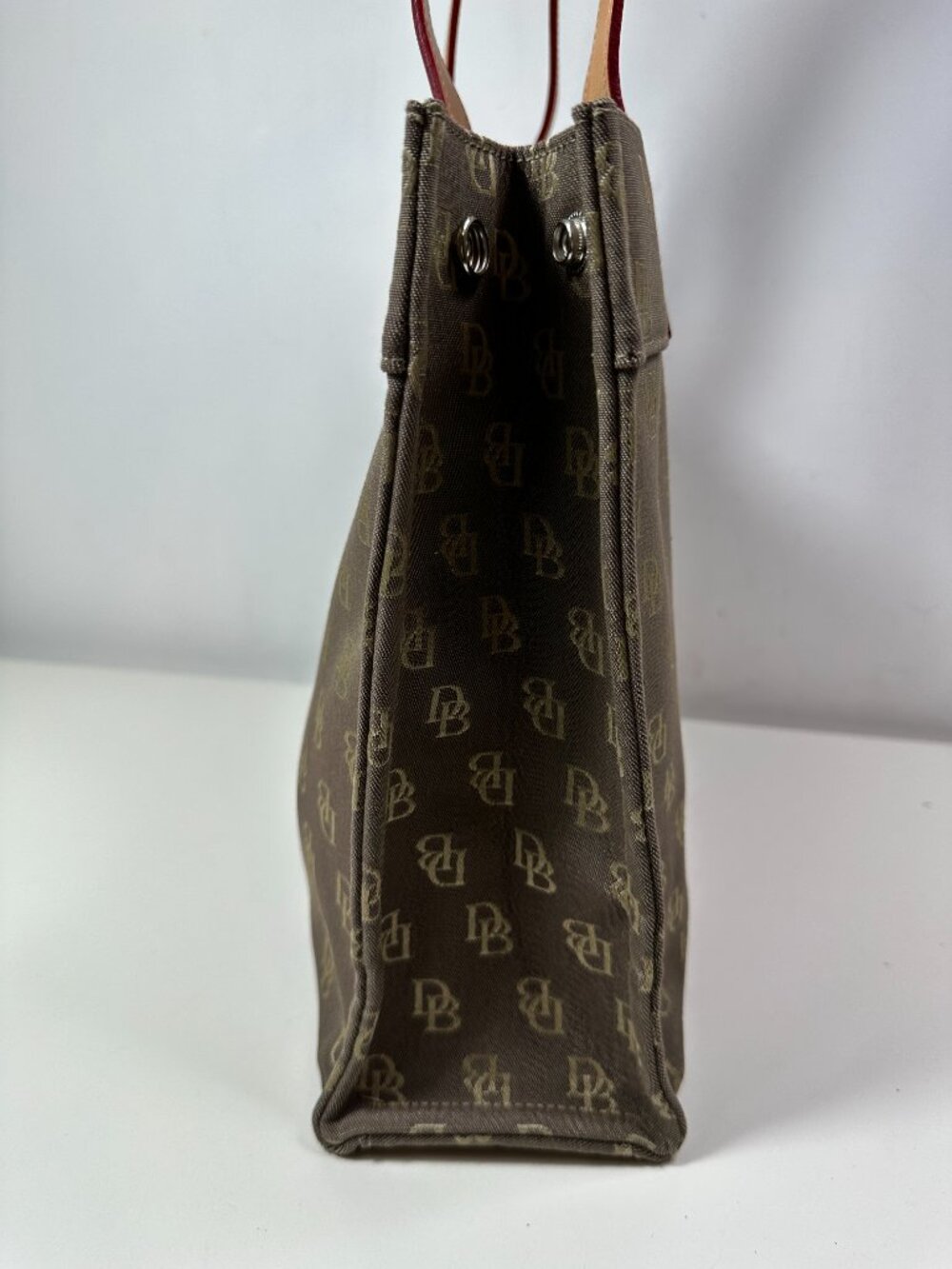 New Dooney & Bourke Vintage Tote Bag Monogram Canvas Leather Double Handle Purse - Picture 6 of 16